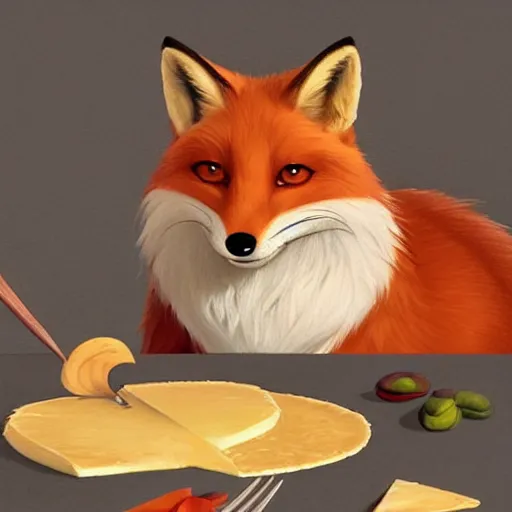 Prompt: foxes judging a cheese competition, furry, cute, disney concept art, pixar, artstation, detailed, award winning, dramatic lighting, snooty expression, smug, cheese, fox