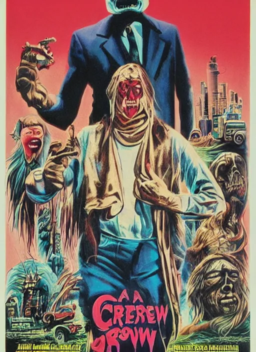 Image similar to a movie poster for creepshow ( 1 9 8 2 ), poster art by drew struzan, featured on reddit, retrofuturism, movie poster, reimagined by industrial light and magic, poster art