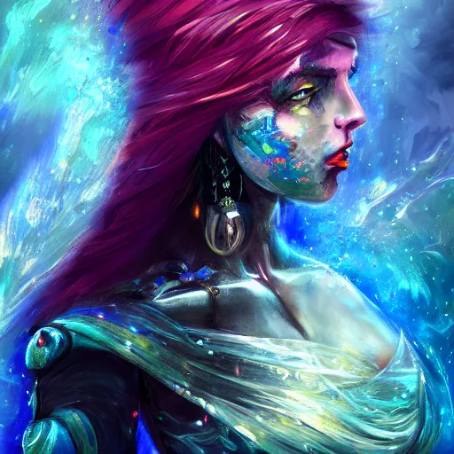 Image similar to woman popular fantasy art abstract painting generated by artificial intelligence, 8K UHD, trending on artstation, extremely detailed