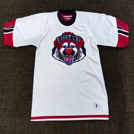 Image similar to hockey jersey with a samoyed logo