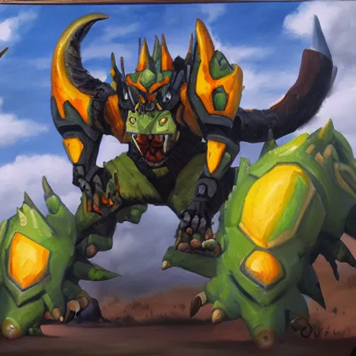 Prompt: oil painting of Wargreymon