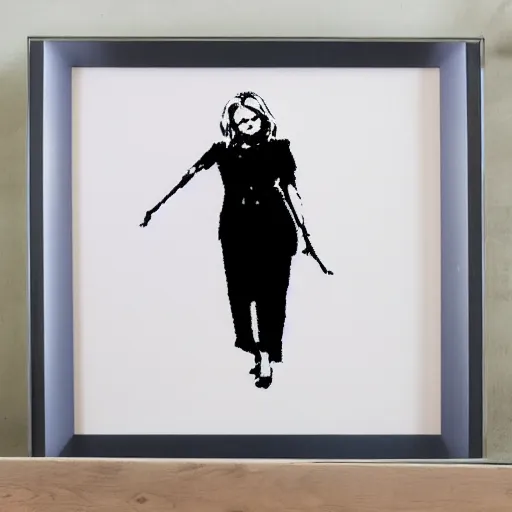 Prompt: individual furry liz truss silk screen portrait banksy style