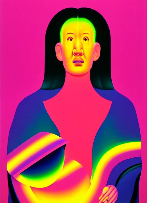 Image similar to peggy gou by shusei nagaoka, kaws, david rudnick, airbrush on canvas, pastell colours, cell shaded, 8 k