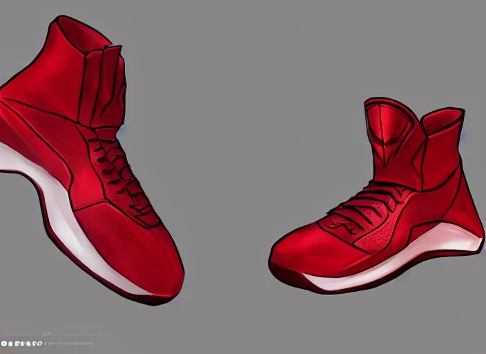 Prompt: basketball sneakers concept of scarlet witch, trending on artstation, smooth, sharp focus