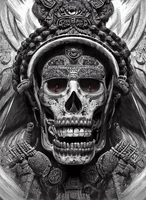 Image similar to digital _ painting _ of _ cizkin god of death mayan _ by _ filipe _ pagliuso _ and _ justin _ gerard _ symmetric _ fantasy _ highly _ detailed _ realistic _ intricate _ port