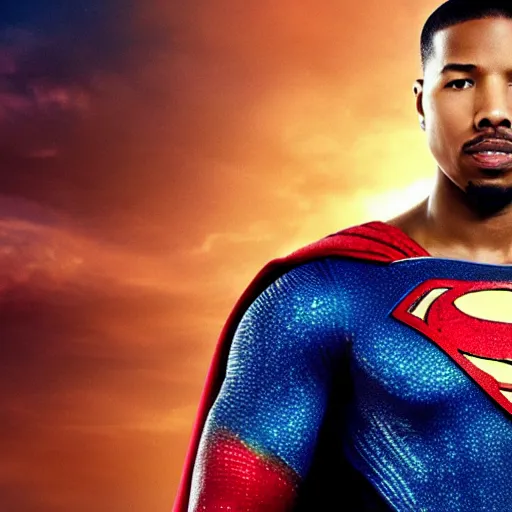 Image similar to Michael B Jordan as Superman 4K quality Super Realistic