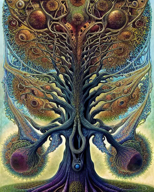 Image similar to tree of life by roger dean and andrew ferez, art forms of nature by ernst haeckel, divine chaos engine, symbolist, visionary, art nouveau, botanical fractal structures, organic, detailed, realistic, surreality