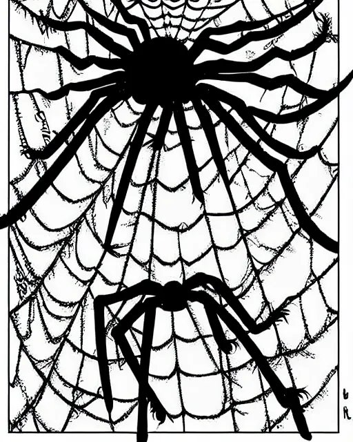 Prompt: a manga artwork of a spider by junji ito