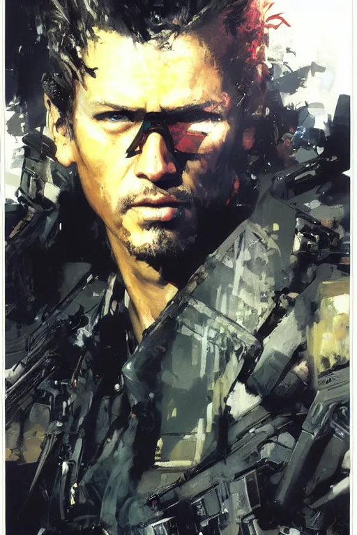 Image similar to synthwave, attractive male, painting by edwin longsden long, yoji shinkawa, craig mullins