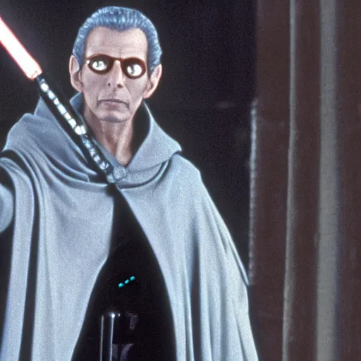 Image similar to jeff goldblum as emperor palpatine in the original trilogy, star wars movie, photo