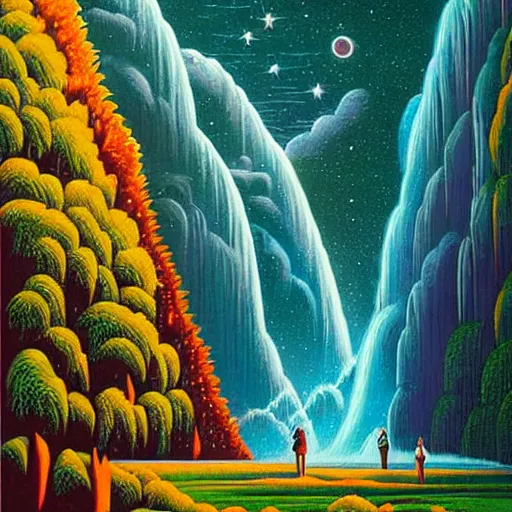 Image similar to ngc 3132 falling waterfall mysterious landscape by Casey Weldon, edge of the world