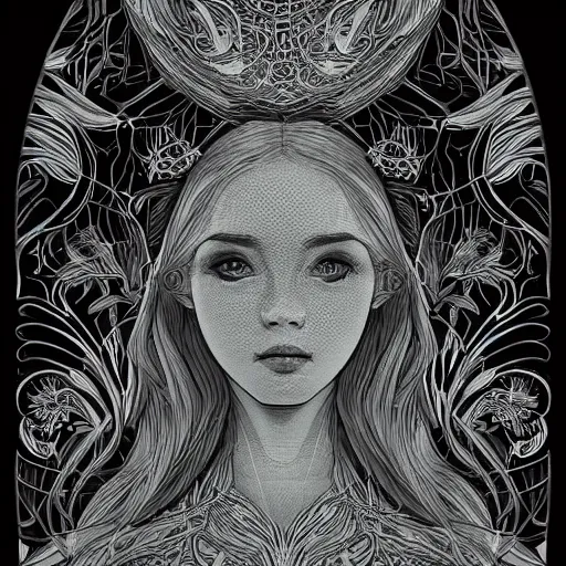 Image similar to the portrait of an incredibly beautiful, graceful, elegant, and sophisticated young woman made of garlic bulbs, an ultrafine detailed illustration by james jean, intricate linework, bright colors, final fantasy, behance contest winner, vanitas, angular, altermodern, unreal engine 5 highly rendered, global illumination, radiant light, detailed and intricate environment