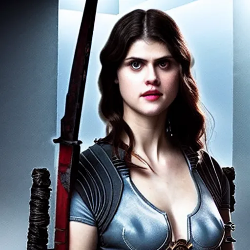 Image similar to photo of alexandra daddario as a rogue warrior with daggers