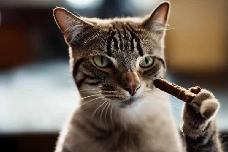 Prompt: a cat smoking cigar, 4k