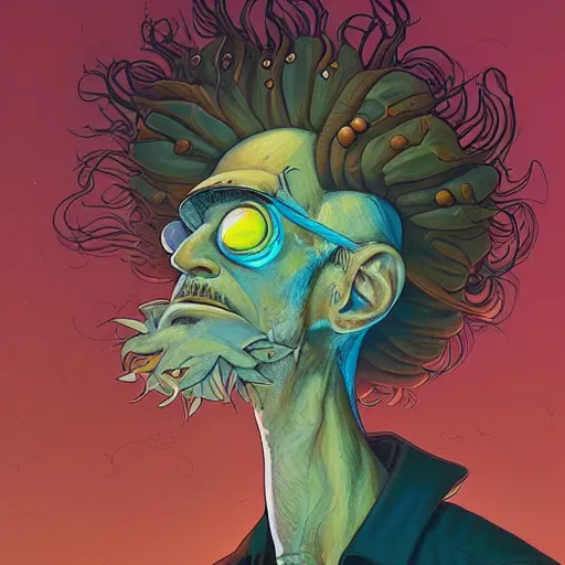 Image similar to fungus mohawk projector portrait by gaston bussierre and charles vess and james jean and erik jones and rhads, inspired by rick and morty, epic, funny, huge scale, beautiful fine face features, intricate high details, sharp, ultradetailed