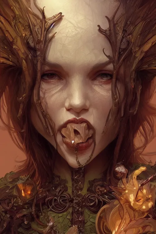 Prompt: A goblin witch, d&d, fantasy, pretty, beautiful, intricate, elegant, highly detailed, digital painting, artstation, concept art, smooth, sharp focus, illustration, art by artgerm and greg rutkowski and alphonse mucha
