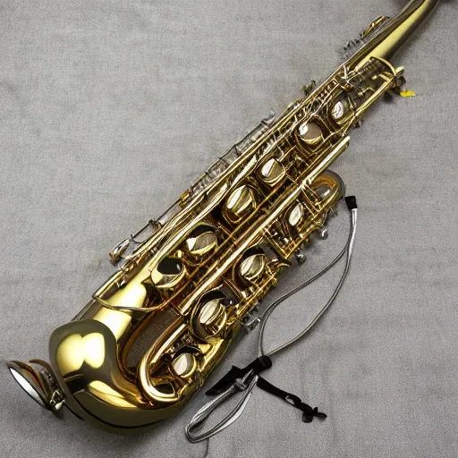 Prompt: baritone saxophone 8 k high quality highly detailed