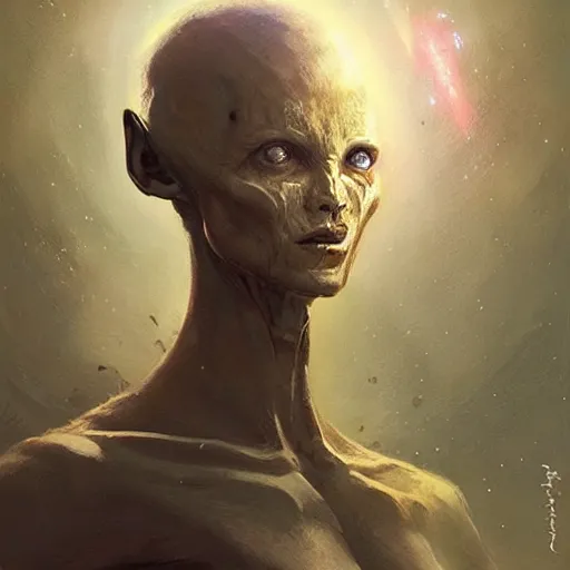 Image similar to the most beautiful alien being that ever existed - art by greg rutkowski