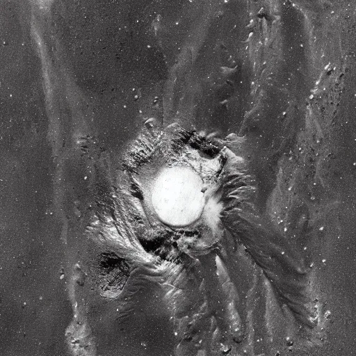 Prompt: a black and white satellite photo of The Face on Mars, but it's Nicolas Cage's face