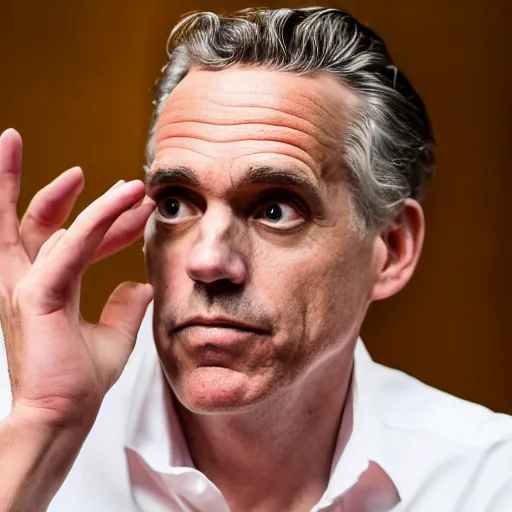 Prompt: jordan peterson glued his hands to his own face