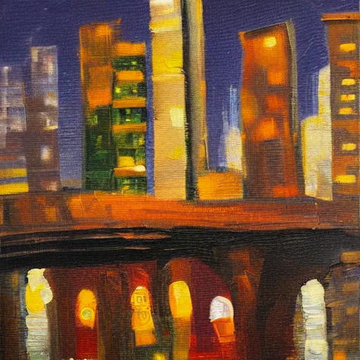 Image similar to cityscape, oil painting