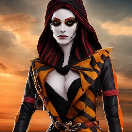 Image similar to beautiful harlequin rogue, highly detailed, 4k, HDR, smooth, sharp focus, hyper realistic, high resolution, award-winning photo