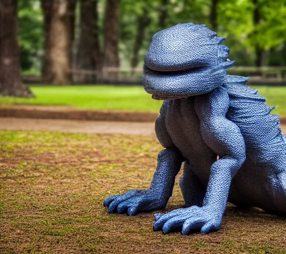 Image similar to a new creature that no one has ever seen before, in a park. highly detailed 8 k. intricate. lifelike. soft light. nikon d 8 5 0. cinematic post - processing