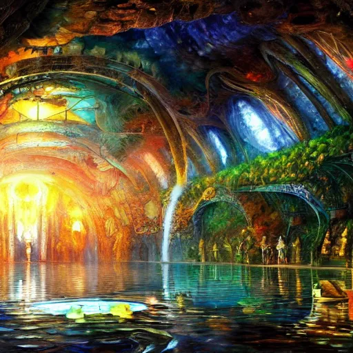 Image similar to underground lake cryengine render by android jones, james christensen, rob gonsalves, leonid afremov and tim white