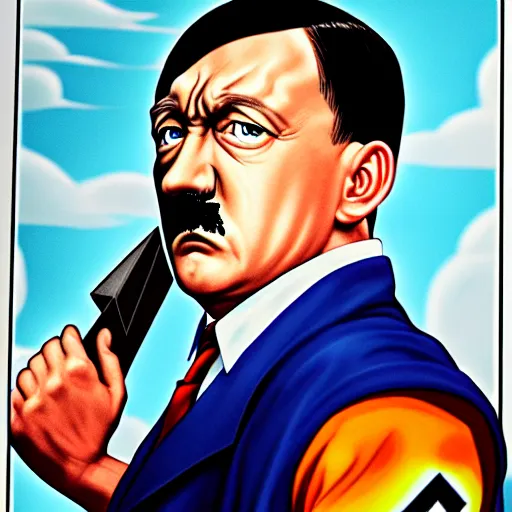Prompt: Painting of Adolf Hitler, official, detailed, character dragonball, award winning artwork, Akira Toriyama