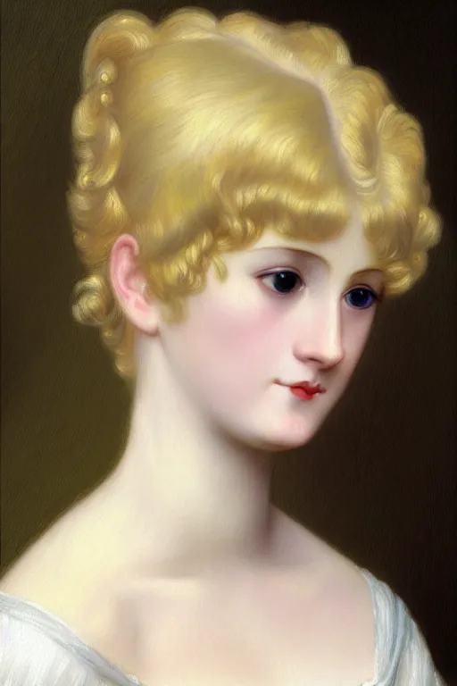 Prompt: jane austen blondie blond albino white hair, painting by rossetti bouguereau, detailed art, artstation