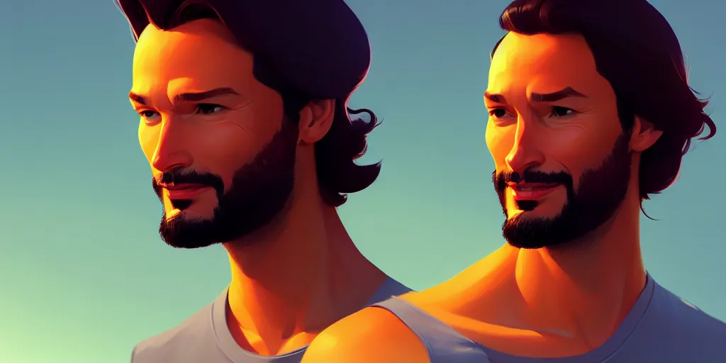 Prompt: low angle portrait of Rodrigo Santoro, tepainting concept Blizzard pixar maya engine on stylized background splash comics global illumination lighting artstation lois van baarle, ilya kuvshinov, rossdraws