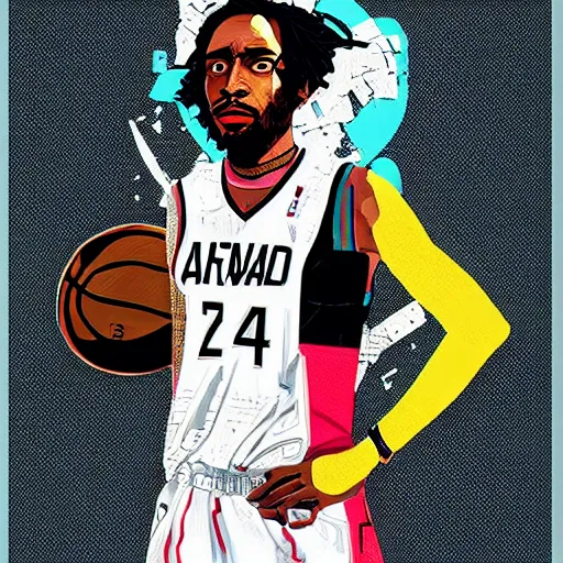 Image similar to a portrait of kawhi leonard holding a basketball by conrad roset, hyperdetailed, cyberpunk, cool, cybernetically enhanced, trending on artstation