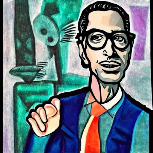 Prompt: Jeff Goldblum in the style of Picasso