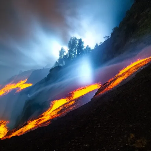 Prompt: Photo of the rhine flames, Dramatic lighting