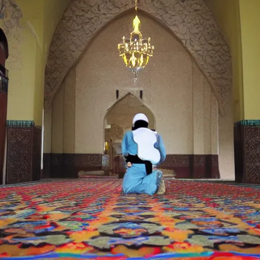 Image similar to bomberman praying in a mosque