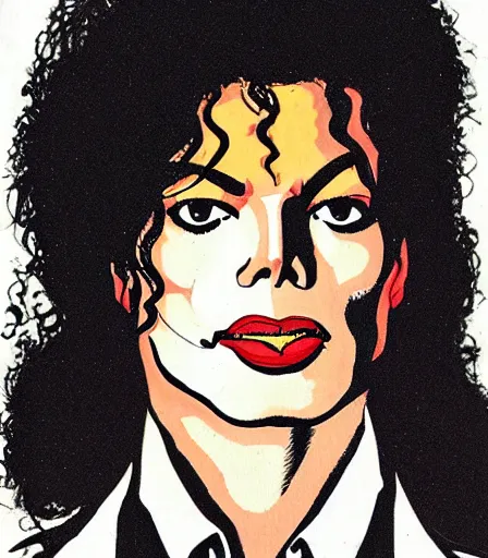 Image similar to portrait of michael jackson by mike mignola, high quality, high detail