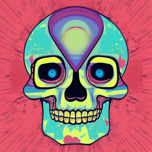 Image similar to album cover of a electronic group, skull head, album cover art, album cover