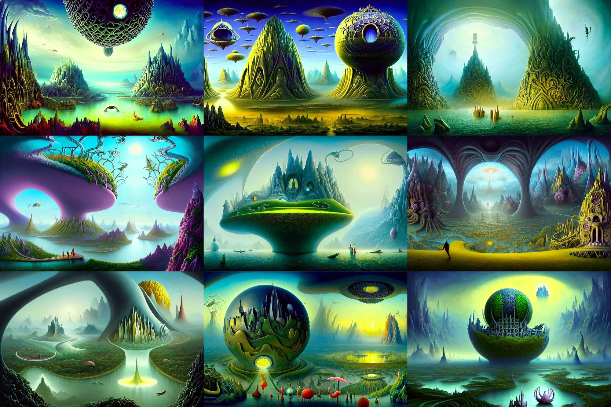 Image similar to a beautiful epic stunning amazing and insanely detailed matte painting of alien dream worlds with surreal architecture designed by Heironymous Bosch, mega structures inspired by Heironymous Bosch's Garden of Earthly Delights, vast surreal landscape and horizon by Cyril Rolando and Andrew Ferez, rich pastel color palette, masterpiece!!, grand!, imaginative!!!, whimsical!!, epic scale, intricate details, sense of awe, elite, fantasy realism, complex composition, 4k post processing