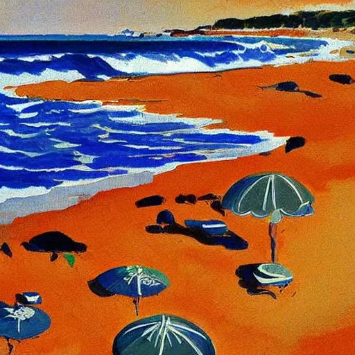 Image similar to painting, australian beach pattern, by eric frischl and joaquin sorolla