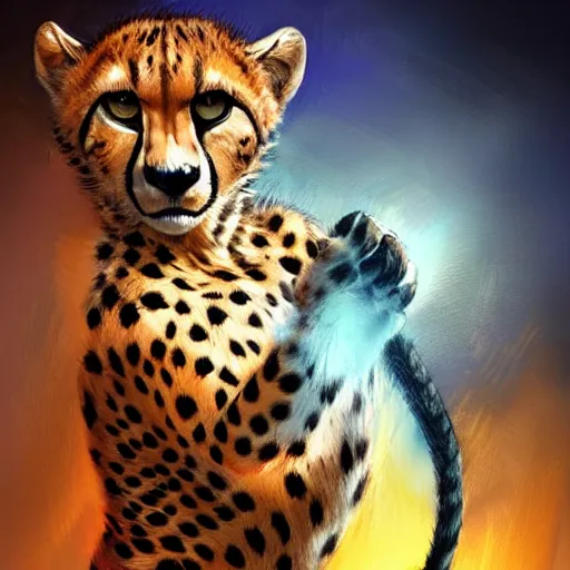 Image similar to cheetah boxing, high resolution, award winning, artstation, concept art, vivid colors,