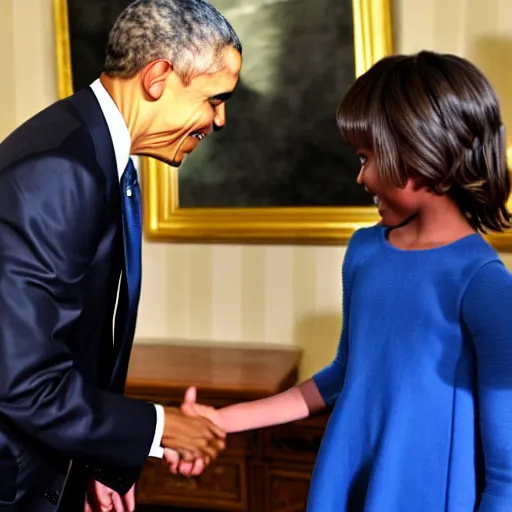 Image similar to amelia watson finally shakes hands with her hero, barack obama