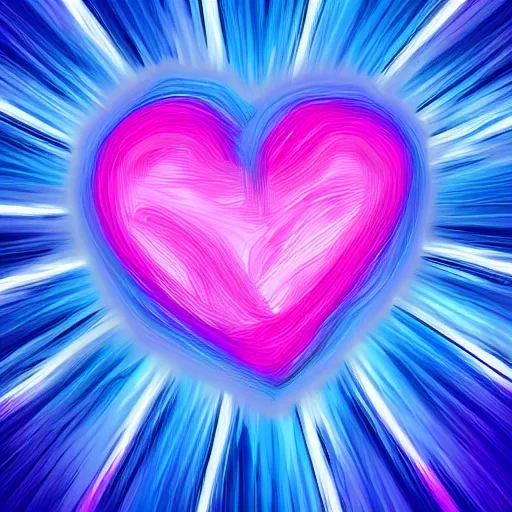 Image similar to a heart made of blue pink and purple in a digital art style, trending on art station, brush strokes, medium tones