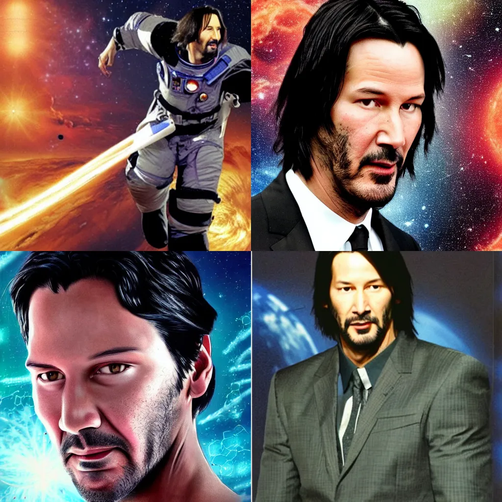 Prompt: Keanu reaves in space, space opera