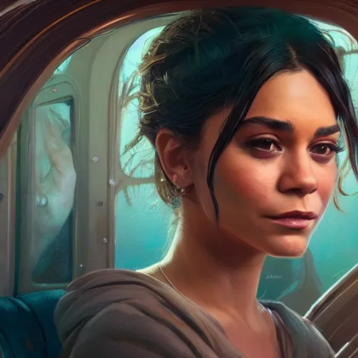 Image similar to highly detailed portrait, vanessa hudgens, in gta v, stephen bliss, unreal engine, fantasy art by greg rutkowski, loish, rhads, ferdinand knab, makoto shinkai and lois van baarle, ilya kuvshinov, rossdraws, tom bagshaw, global illumination, radiant light, detailed and intricate environment