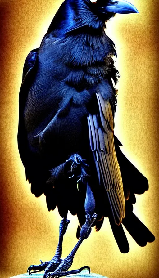 Prompt: epic professional digital art of a crow that is a human by lisa roet