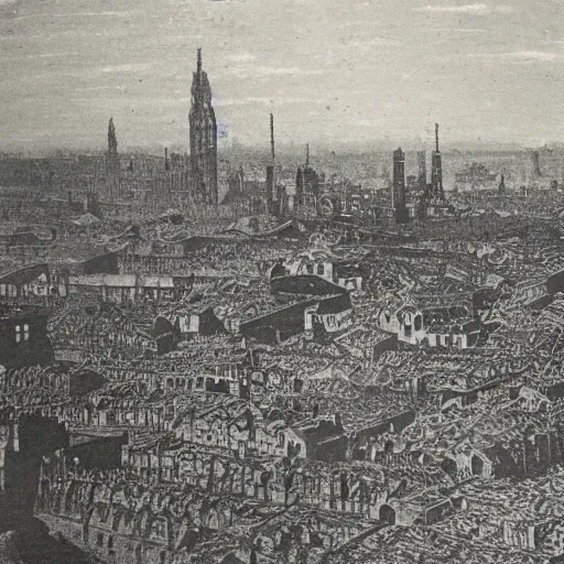 Prompt: grainy 1800s photo of a city covered in mud