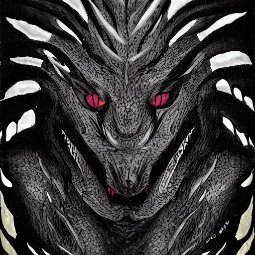 Image similar to Portrait of a terrible black dragon by glenn rane