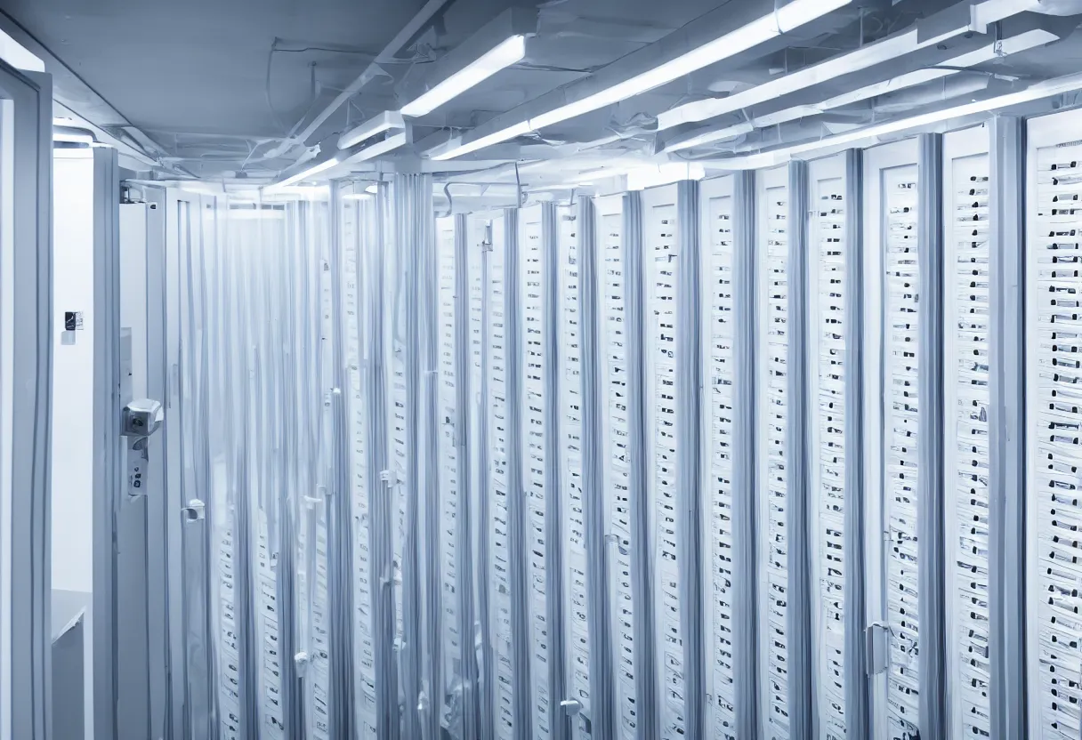 Image similar to photo of modern server data room, bright, white