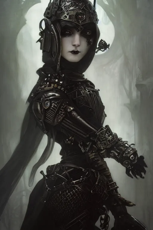 Image similar to beautiful and gothic and evil and luxury and dieselpunk young medieval female knight portrait +smoky eyes+front face with light flowing hair, ultradetail face, art and illustration by tian zi and craig mullins and WLOP and alphonse mucha, fantasy, intricate complexity, human structure, human anatomy, fantasy character concept, watermark, blurry, hyperrealism 8k