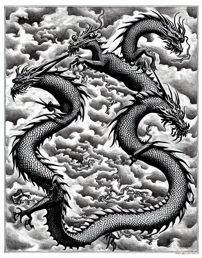 Image similar to dragon by m. c. escher